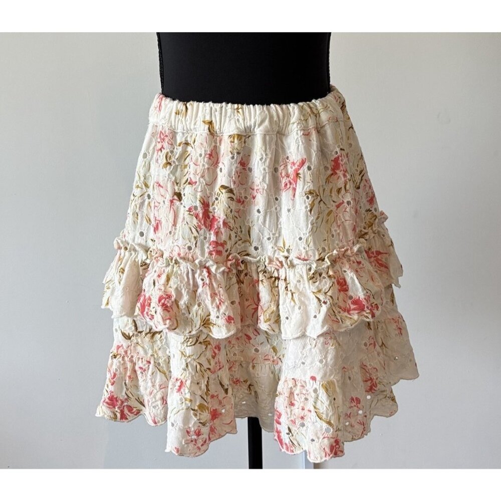 American Eagle Tiered Floral Mini Skirt Size Small Bohemian Milkmaid Cottagecore